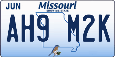 MO license plate AH9M2K