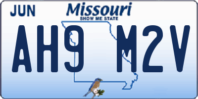 MO license plate AH9M2V