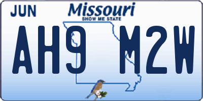 MO license plate AH9M2W