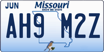 MO license plate AH9M2Z