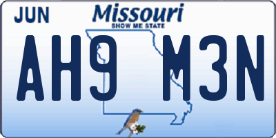 MO license plate AH9M3N