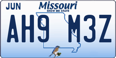 MO license plate AH9M3Z