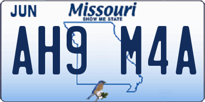 MO license plate AH9M4A