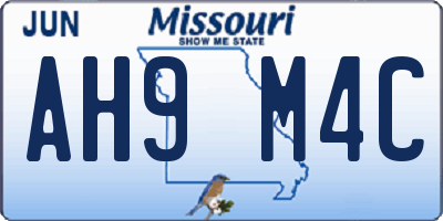 MO license plate AH9M4C