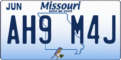 MO license plate AH9M4J