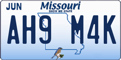 MO license plate AH9M4K