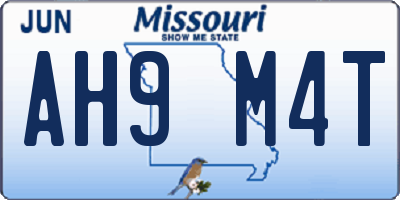 MO license plate AH9M4T