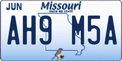 MO license plate AH9M5A