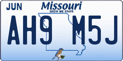 MO license plate AH9M5J