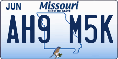 MO license plate AH9M5K