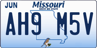 MO license plate AH9M5V