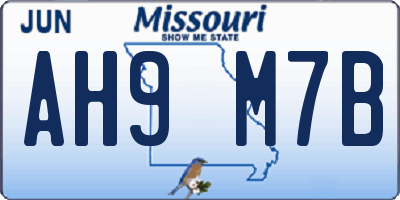 MO license plate AH9M7B