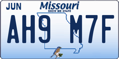 MO license plate AH9M7F