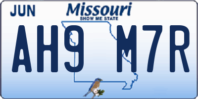 MO license plate AH9M7R