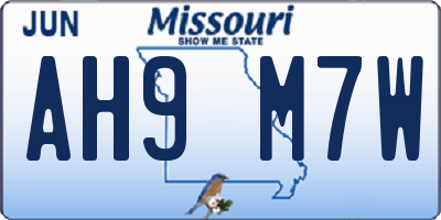 MO license plate AH9M7W