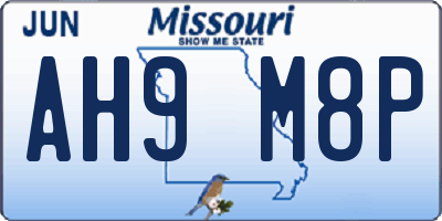 MO license plate AH9M8P