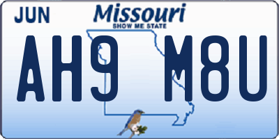 MO license plate AH9M8U