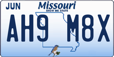 MO license plate AH9M8X