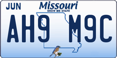 MO license plate AH9M9C