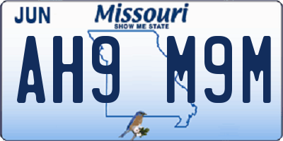 MO license plate AH9M9M