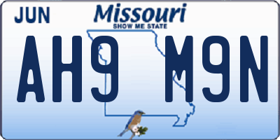 MO license plate AH9M9N
