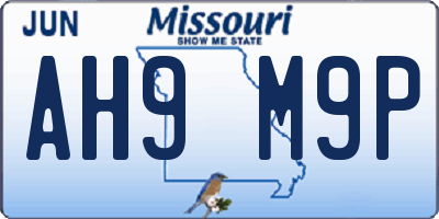MO license plate AH9M9P