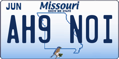 MO license plate AH9N0I