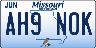 MO license plate AH9N0K