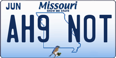 MO license plate AH9N0T