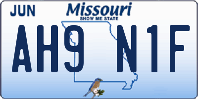 MO license plate AH9N1F