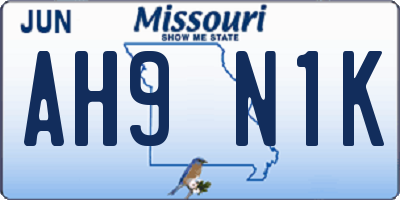 MO license plate AH9N1K