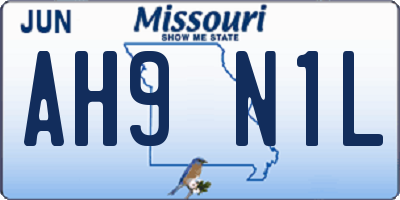 MO license plate AH9N1L