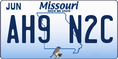MO license plate AH9N2C