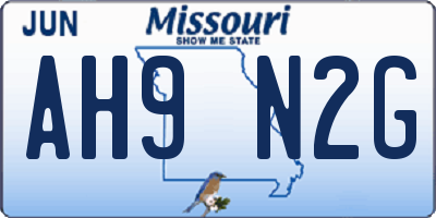 MO license plate AH9N2G