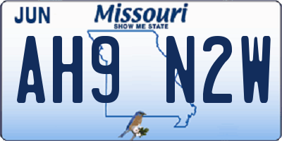 MO license plate AH9N2W