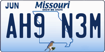 MO license plate AH9N3M