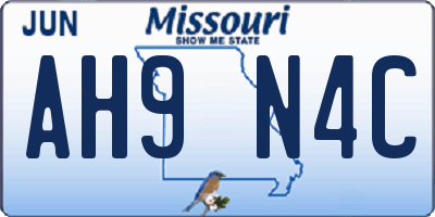 MO license plate AH9N4C