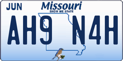 MO license plate AH9N4H