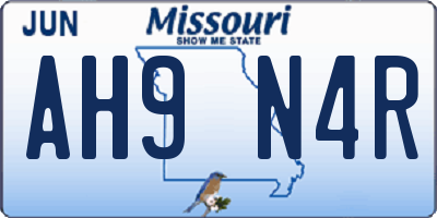 MO license plate AH9N4R