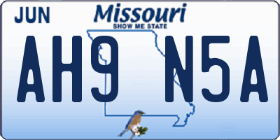 MO license plate AH9N5A