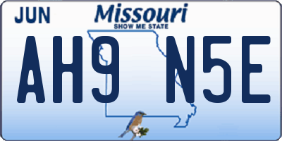 MO license plate AH9N5E