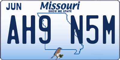 MO license plate AH9N5M