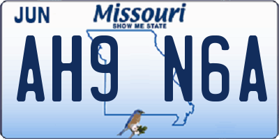 MO license plate AH9N6A