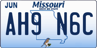 MO license plate AH9N6C