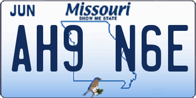 MO license plate AH9N6E