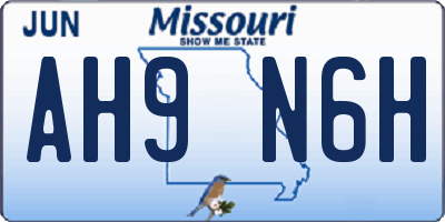 MO license plate AH9N6H