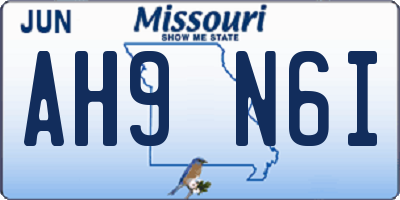 MO license plate AH9N6I