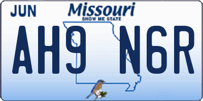 MO license plate AH9N6R