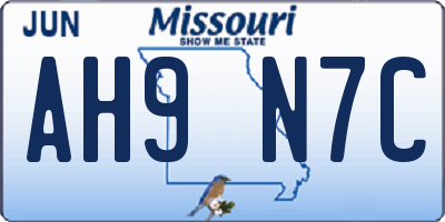 MO license plate AH9N7C