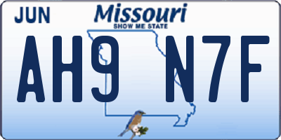 MO license plate AH9N7F